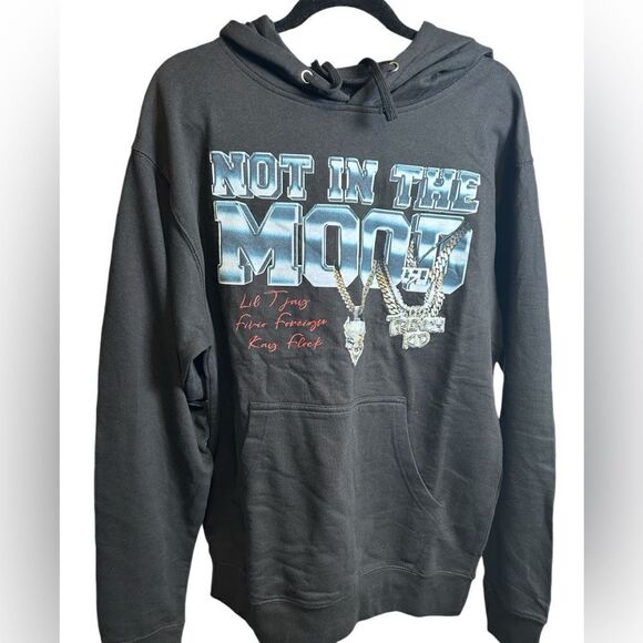 NWOT Lil TJay Unisex Black Graphic  Hoodie “ ot in The Mood” RIP - Size M - Picture 4 of 5